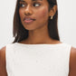 Winter White Rhinestone-Embellished Boat Neck Tank - Close-up Fabric Detail - Suzy Shier