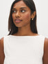 Winter White Rhinestone-Embellished Boat Neck Tank - Close-up Fabric Detail - Suzy Shier