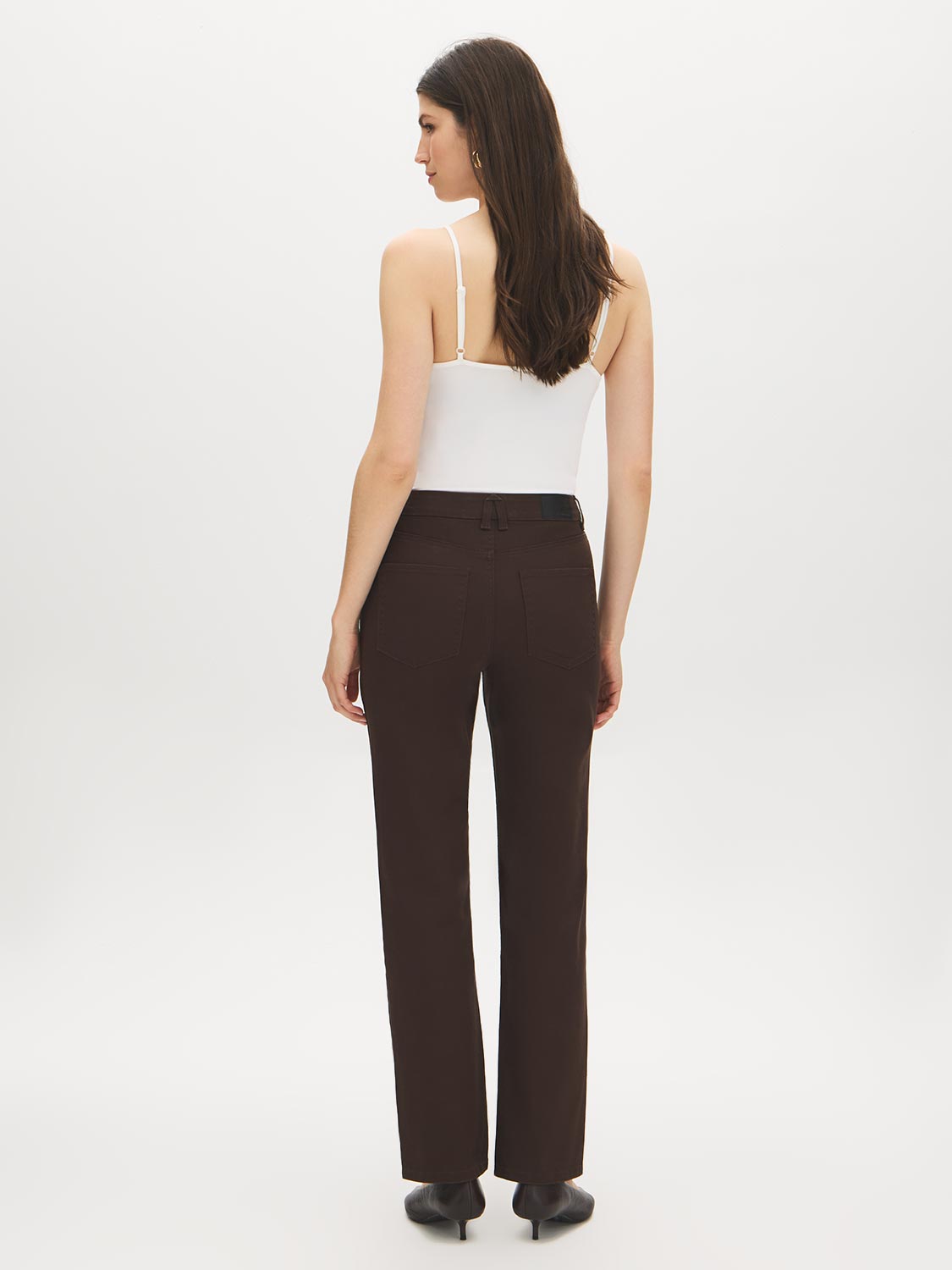 Coffee Bean Straight Leg Colored Denim Pant - Back View - Suzy Shier