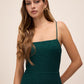 Dark Emerald Glitter Knit Gown with Bow Back - Front View - Le Chateau