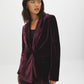 Midnight Plum Velour Blazer with Shawl Collar - Woman Wearing Luxe Knit Blazer - Suzy Shier