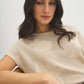 Xenon Blue Knit Crochet Sweater with Dolman Look - Woman Wearing Textured Open Weave Sweater - Suzy Shier
