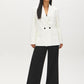 Off White Double-Breasted Blazer with Notch Collar - Front View - Suzy Shier