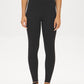 Black Brushed Knit Leggings with Wide Waistband - Front View - Suzy Shier