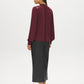 Zinfandel Balloon Sleeve Knit Top with Crochet Shoulders - Back View - Suzy Shier