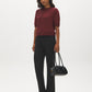 Zinfandel Melange Cropped Hacci Top with Puff Sleeves - Front View - Suzy Shier