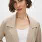 Pebble Melange Coatigan with Notch Collar - Close-up Collar Detail - Suzy Shier