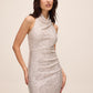 Silver/Champagne Cowl Neck Sequin Gown - Front View - Le Chateau