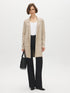 Pebble Melange Coatigan with Notch Collar - Woman Wearing Open-Front Knit Sweater - Suzy Shier