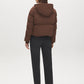 Brown Short Puffer Jacket with Hood - Back View - Suzy Shier