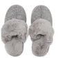 Natural Melange Faux Wool Slipper with Faux Fur Insole - Top View - Suzy Shier