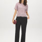 Violet Shadow Fuzzy Knit Crew Neck Top - Front View - Suzy Shier