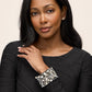 Black Textured Jacquard Boat Neck Sheath Dress - Cuff Detail - Le Chateau