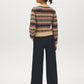 Green/Blue/Beige Multi-Color Jacquard Button-Front Sweater - Back View - Suzy Shier