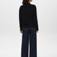 Black Mock Neck Sweater with Diamond Pattern - Back View - Suzy Shier