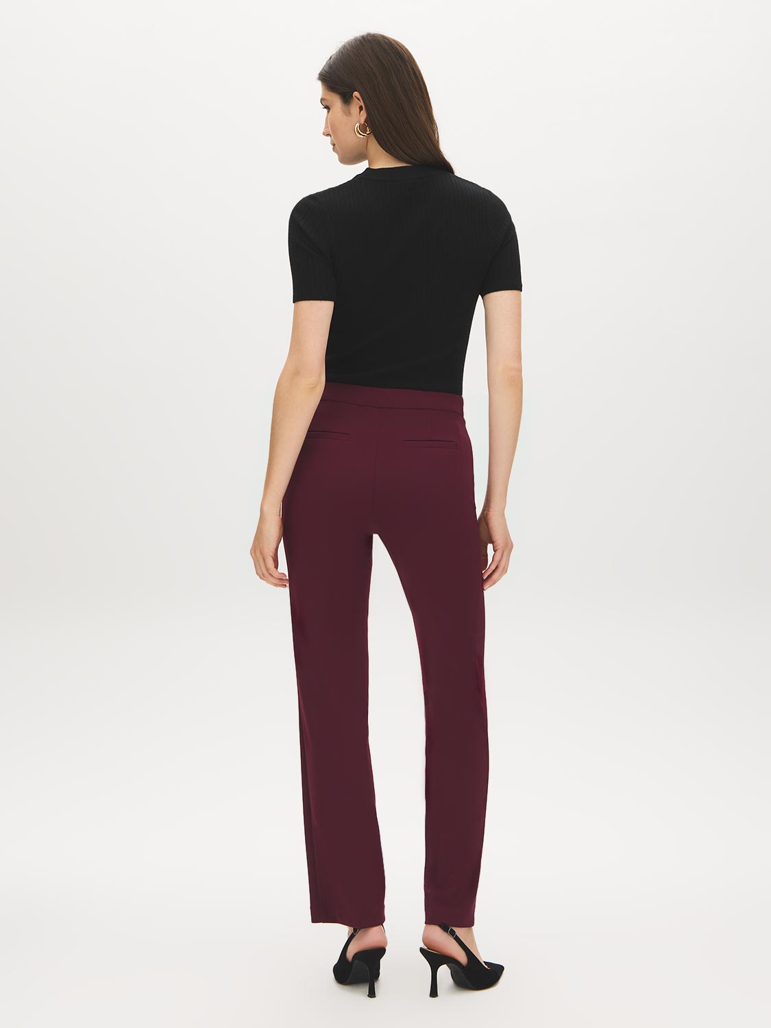 Scarab Pull-On Straight Leg Pant with Waist Tabs - Back View - Suzy Shier