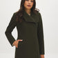 Olive Asymmetrical Zip Front Faux Wool Coat - Pocket Detail - Suzy Shier
