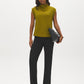 Black Pull-On Straight Leg Pants with Button Tabs - Woman Wearing Knit Trousers - Suzy Shier