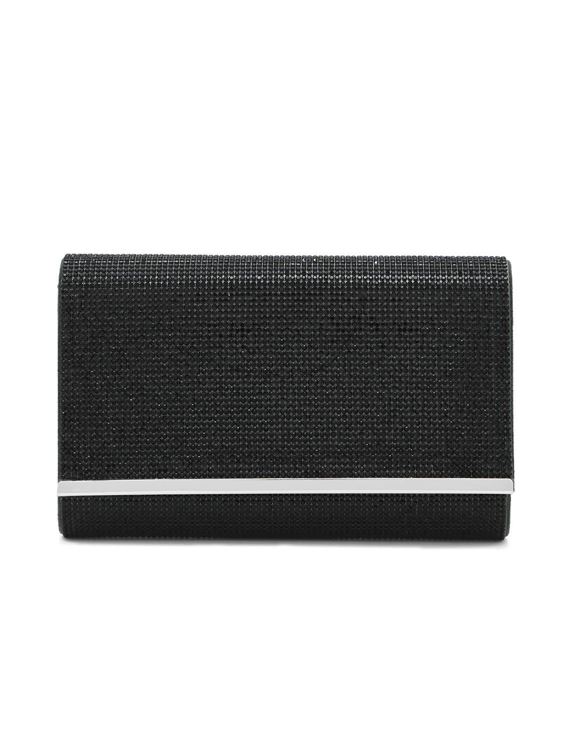 Emerald/Gold Faux Jeweled Clutch - Front View with Rhinestone Flap Detail - Le Chateau