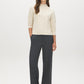 Cloud Gray Mock Neck Sweater with Diagonal Stitch Detail - Front View - Suzy Shier