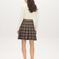 Brown and Beige Houndstooth Knit Flippy Skirt - Back View - Suzy Shier