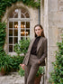 Oatmeal Check Double-Breasted Blazer - Woman Wearing Tailored Woven Jacket - Le Chateau