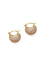 Gold Micro Pave Mini Huggie Earrings - Close-up View - Suzy Shier