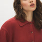 Rosewood Collared Button-Front Sweater with 3/4 Sleeves - Collar Detail - Suzy Shier