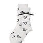 Charcoal Heart Detail Knit Socks with Lace Cuff - Front View - Suzy Shier