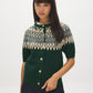 Forest Biome Short Sleeve Raglan Knit Cardigan - Woman Wearing Button Front Sweater - Suzy Shier