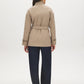 Taupe Melange Faux Wool Short Wrap Coat with Funnel Neck - Back View - Suzy Shier
