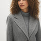 Mid Grey Melange Single-Breasted Faux Wool Coat - Close-up Fabric Detail - Suzy Shier