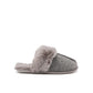 Natural Melange Faux Wool Slipper with Faux Fur Insole - Close-Up of Knitted Upper Stitch Detail - Suzy Shier