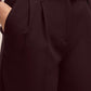 Eggplant Belted Pleated Wide-Leg Pant - Close-up Belt Detail - Le Chateau