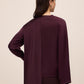 Eggplant Satin Scarf Neck Blouse - Back View - Le Chateau