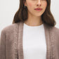 Quinoa Melange Ribbed Knit Duster Cardigan - Collar Detail - Suzy Shier
