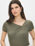 Kalamata Asymmetrical Neck Melange Top - Front View - Suzy Shier