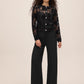 Black Chenille Soutache Lace Cardigan - Front View - Le Chateau