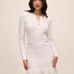Antique Cream Cable Knit Sweater Mini Dress - Front Profile View - Le Chateau