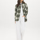 Khaki Plaid Shacket with Front Pockets - Front View - Suzy Shier
