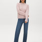 Pink Diagonal Stitch Mock Neck Sweater - Front View - Suzy Shier