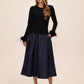 Black Feather Cuff Cardigan - Front View - Le Chateau