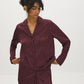 Burgundy Striped Satin Pajama Set - Side Profile View - Suzy Shier