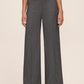 Charcoal Herringbone Wide Leg Pant - Close-up Front View - Le Chateau
