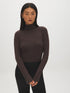 Black Long Sleeve Turtleneck Jersey Top - Front View - Suzy Shier