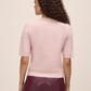 Pink Dust Short Sleeve Cardigan with Organza Bow - Back View - Le Chateau