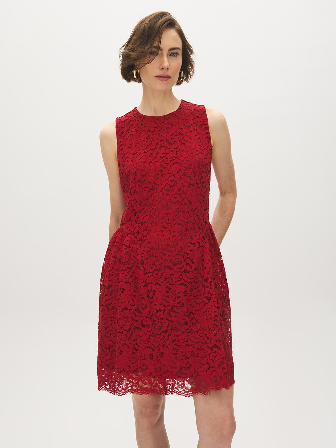 Emboldened Sleeveless Lace Mini Dress - Front View - Suzy Shier
