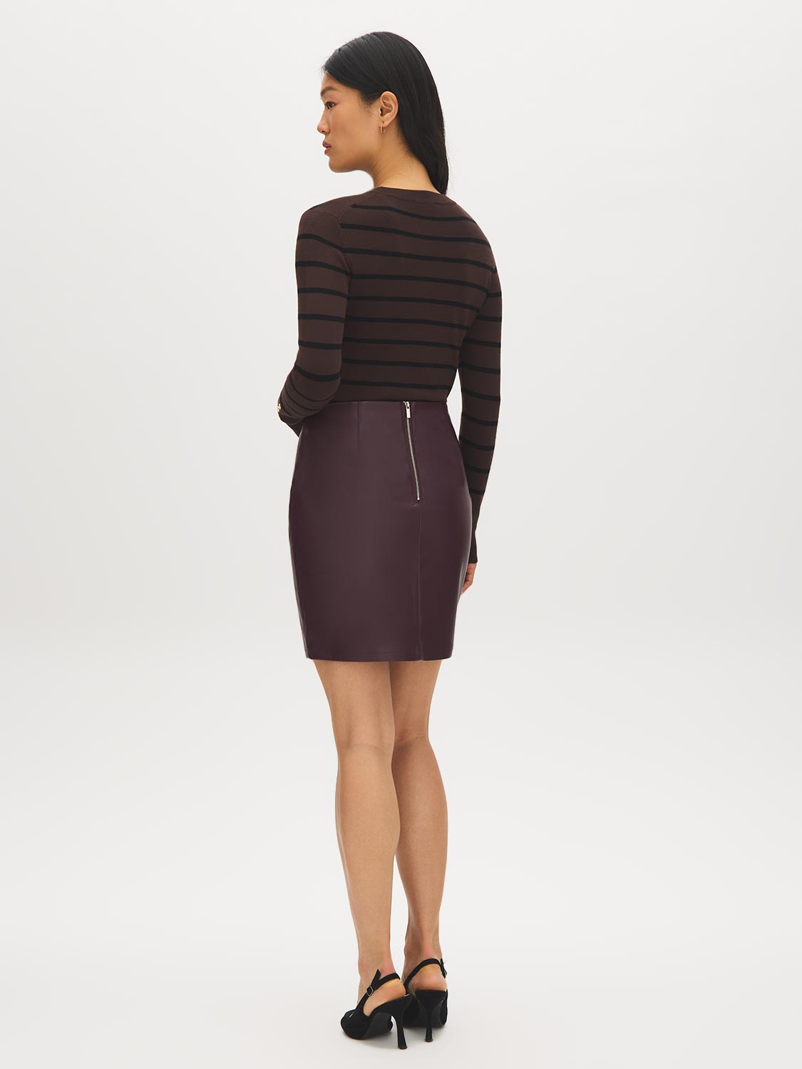 Winetasting Faux Leather Mini Skirt - Back View - Suzy Shier