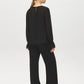 Black Lace Detail Chiffon and Satin-Like Blouse - Back View - Suzy Shier