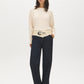 Beige Melange Batwing Sleeve Hacci Knit Top - Front View - Suzy Shier
